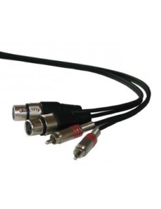 CM1.5RXF – Cable ou cordon 2 RCA mâles métal avec ressort de protection vers 2 XLR femelles