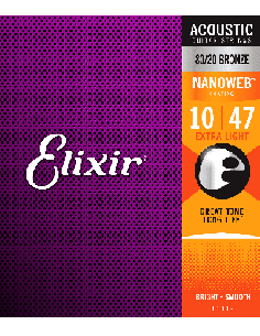 ELIXIR CEL 11002 JEUX EXTRA LIGHT NANOWEB 10-14-23-30-39-47 – Cordes pour guitare acoustique 2