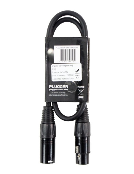 PLUGGER – EASY CÂBLE DMX XLR FEMELLE 3B - XLR MÂLE 3B 0.60M – photo complémentaire 1