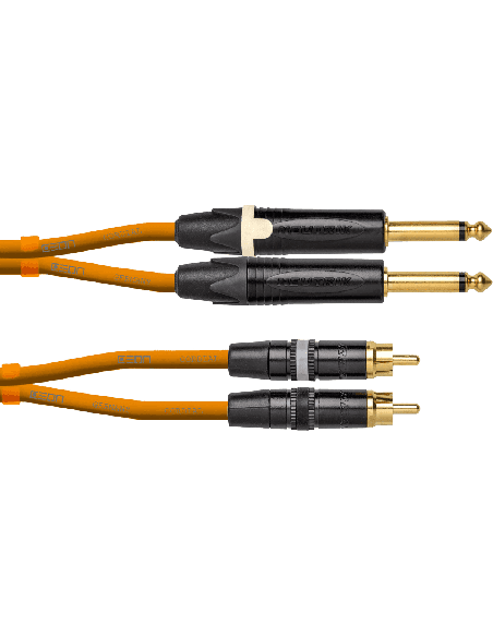 CORDIAL DJ-JKRCA0.6O – Câble 2 jacks mâle mono/2 rca mâle 0.60M orange fluo