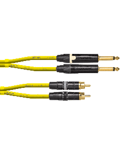 CORDIAL DJ-JKRCA0.6Y – Câble 2 jacks mâle mono/2 rca mâle 0.60M jaune fluo