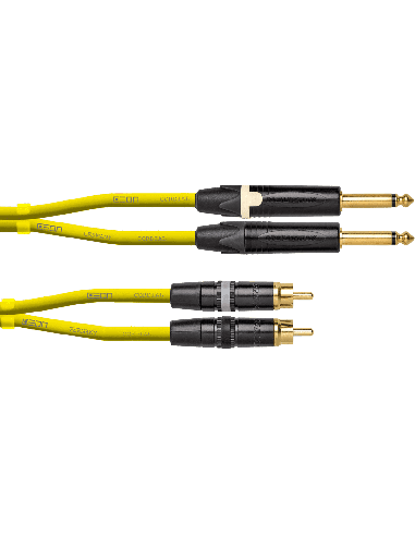 CORDIAL DJ-JKRCA1.5J – Câble 2 jacks mâle mono/2 rca mâle 1.50M jaune fluo
