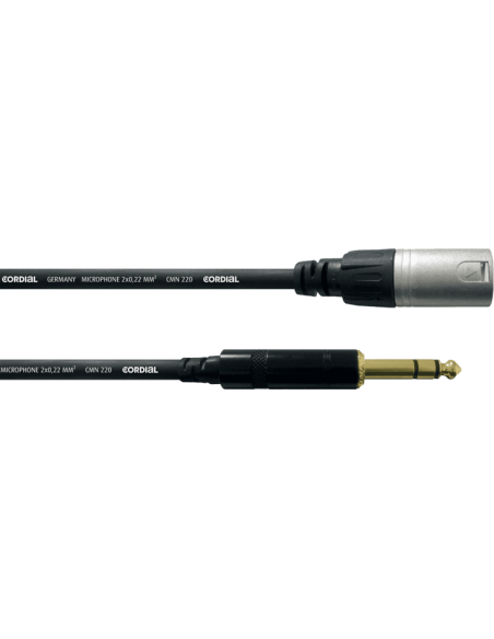 Cordial CFM 6 MV – Câble XLR mâle vers jack 6,35 mm stéréo mâle, 6 m