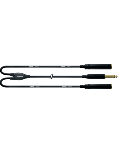 Cordial CFY 0.3 VKK – Adaptateur en Y jack 6,35 mm stéréo mâle vers 2 jacks stéréo femelles, 0,3 m