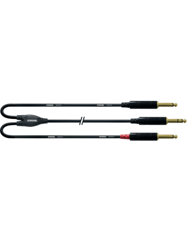 Cordial CFY 3 VPP – Câble en Y jack 6,35 mm stéréo mâle vers 2 jacks mono mâles, 3 m