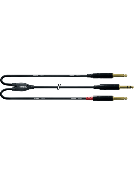 Cordial CFY 3 VPP – Câble en Y jack 6,35 mm stéréo mâle vers 2 jacks mono mâles, 3 m