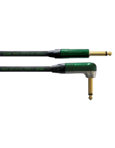 Cordial CRI 6 PR – Câble instrument jack 6,35 mm mono droit vers coudé Neutrik, 6 m