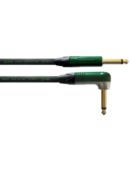 Cordial CRI 6 PR – Câble instrument jack 6,35 mm mono droit vers coudé Neutrik, 6 m