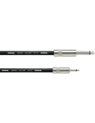 Cordial CPI 2 PZ – Câble mini-jack 3,5 mm mono vers jack 6,35 mm mono, 2 m