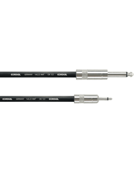 Cordial CPI 2 PZ – Câble mini-jack 3,5 mm mono vers jack 6,35 mm mono, 2 m
