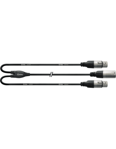 Cordial CFY 0.3 MFF – Câble en Y XLR mâle vers 2 XLR femelles, 0,3 m