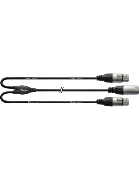 Cordial CFY 0.3 MFF – Câble en Y XLR mâle vers 2 XLR femelles, 0,3 m