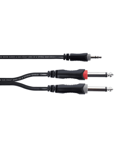 Cordial EY 1.5 WPP – Câble en Y mini-jack 3,5 mm stéréo vers 2 jacks 6,35 mm mono, 1,5 m