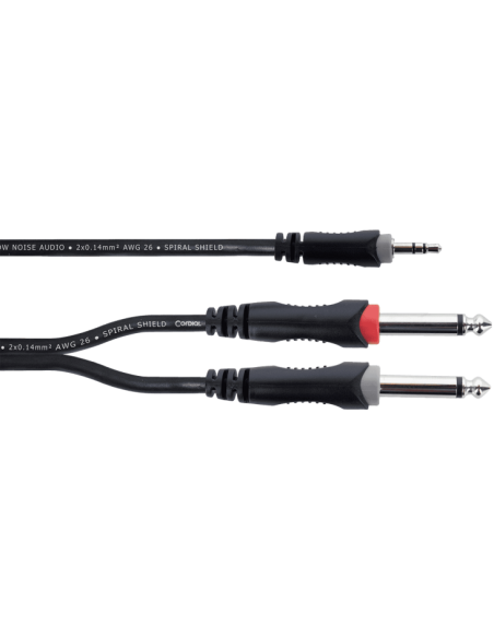 Cordial EY 1.5 WPP – Câble en Y mini-jack 3,5 mm stéréo vers 2 jacks 6,35 mm mono, 1,5 m
