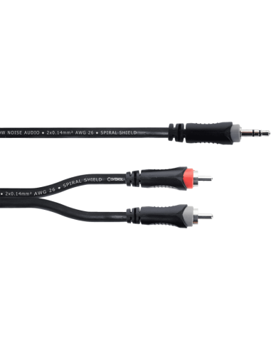 Cordial EY 1.5 WCC – Câble en Y mini-jack 3,5 mm stéréo vers 2 RCA mâles, 1,5 m