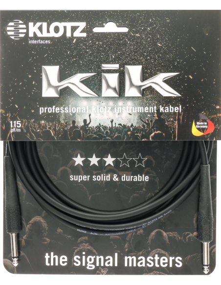 Klotz KIK6.0PPSW - Câble instrument jack 635 mm mono mâle vers mâle 6 m