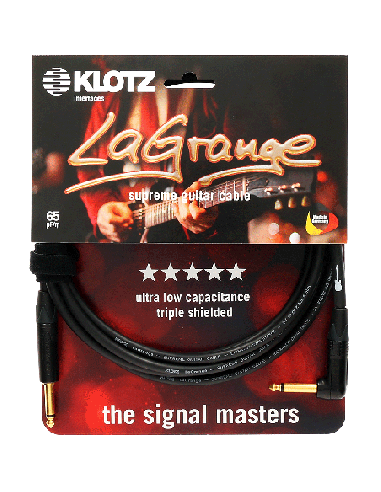 Klotz LaGrange LAGPR0600 - Câble guitare jack droit vers coudé 6 m