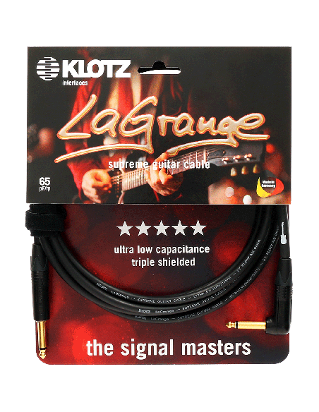 Klotz LaGrange LAGPR0600 - Câble guitare jack droit vers coudé 6 m