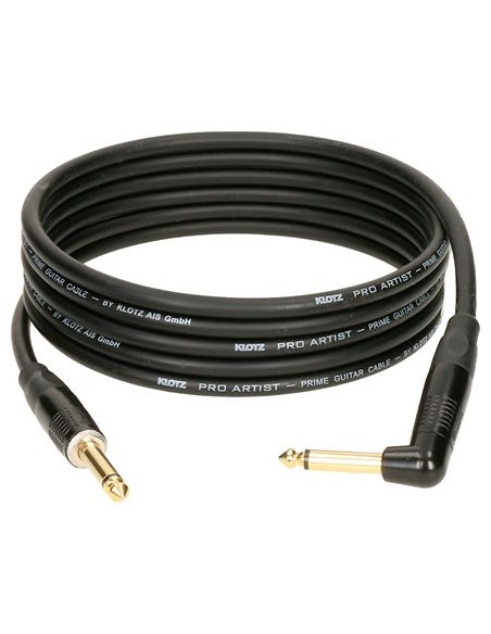 Klotz PROK045PR - Câble instrument jack droit vers coudé plaqué or 45 m