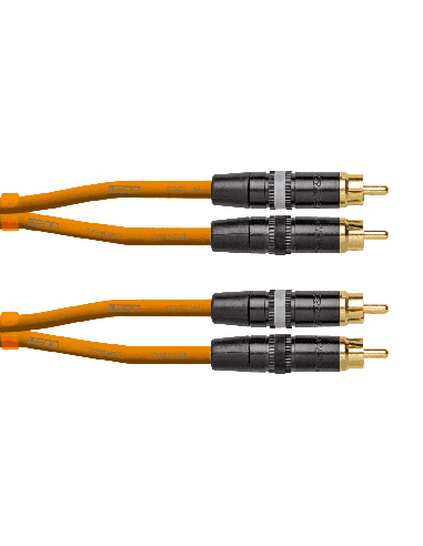 Cordial DJ-RCA 1.5 O - Câble DJ 2 RCA mâles vers 2 RCA mâles orange 15 m