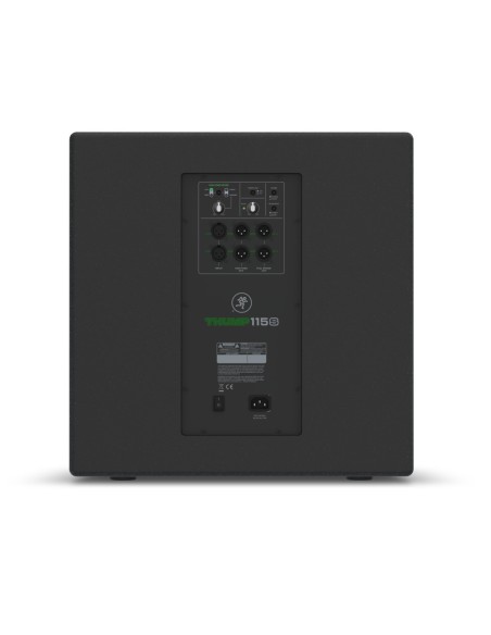 Mackie Thump115S – Vue arrière de la connectique et des réglages