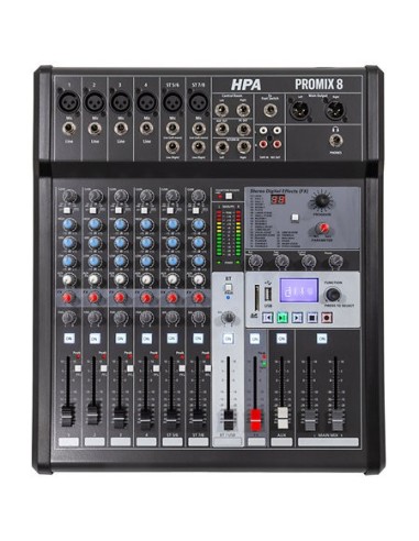 HPA Promix 8 – Vue du dessus des commandes