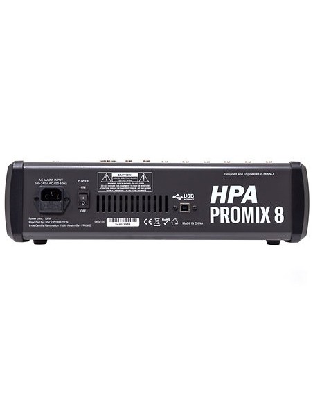 HPA Promix 8 – Vue arrière avec alimentation