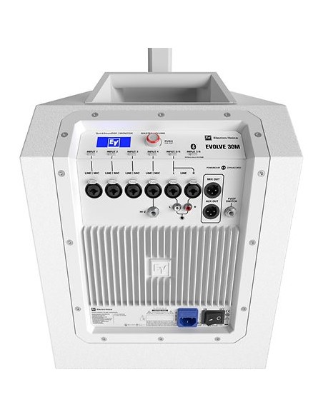 Electro-Voice EVOLVE 30M White – Vue arrière des entrées et du mixeur