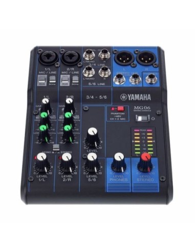 Yamaha MG06 – Vue du dessus des commandes