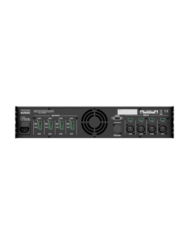 Audac PMQ480 – Vue arrière des entrées et sorties