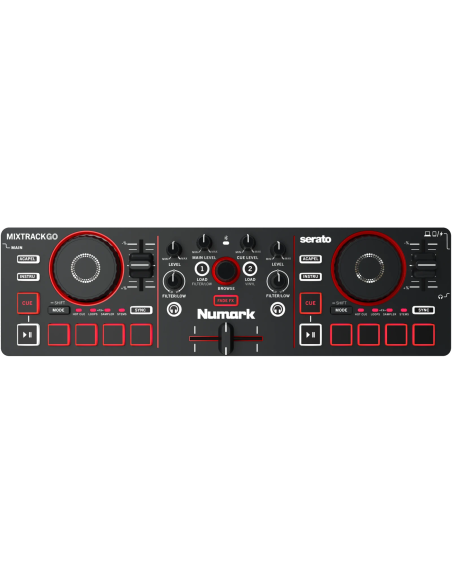 Numark Mixtrack Go – Contrôleur DJ portable 2 voies – vue du dessus