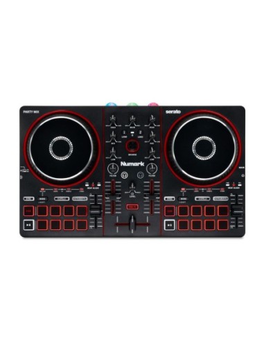 Numark Party Mix III – Contrôleur DJ USB 2 voies avec jeux de lumières LED intégrés – vue de face