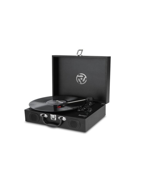 Numark PT01 Touring – Platine vinyle portable avec haut-parleurs – vue de trois quarts