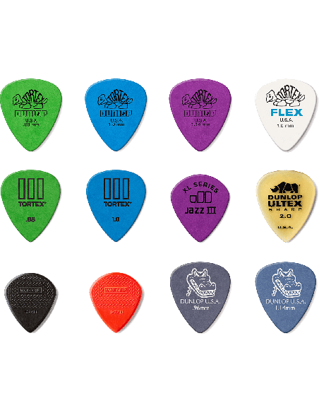 DUNLOP PVP113 – Assortiment de 12 médiators Electric Variety Pack – vue détaillée