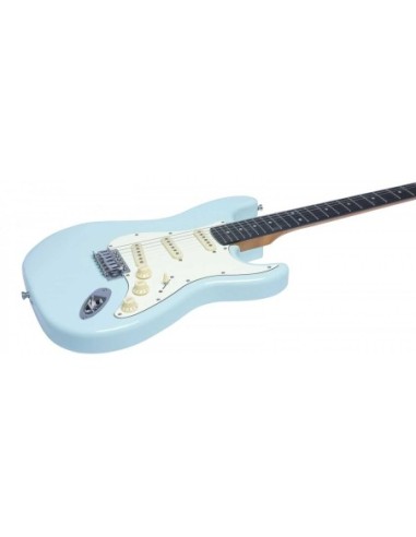 EKO ST300 DAPHNE BLUE – Guitare électrique type Strat – vue de profil