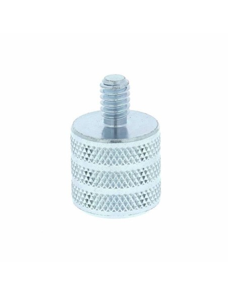 K&M 21920 – vue du filetage mâle 1/4 pouce et de la surface moletée de l’adaptateur zingué