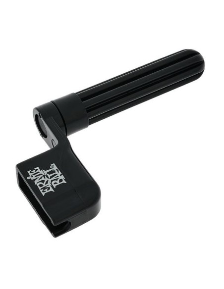 Ernie Ball 4119 Pegwinder noir – vue en trois-quarts de la manivelle, de la poignée et de l’encoche pour cheville