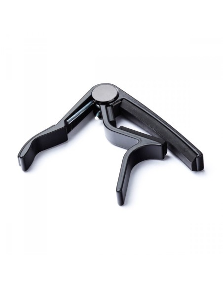 Dunlop 87B Trigger noir – vue arrière en trois-quarts du capodastre, du ressort et des surfaces de protection