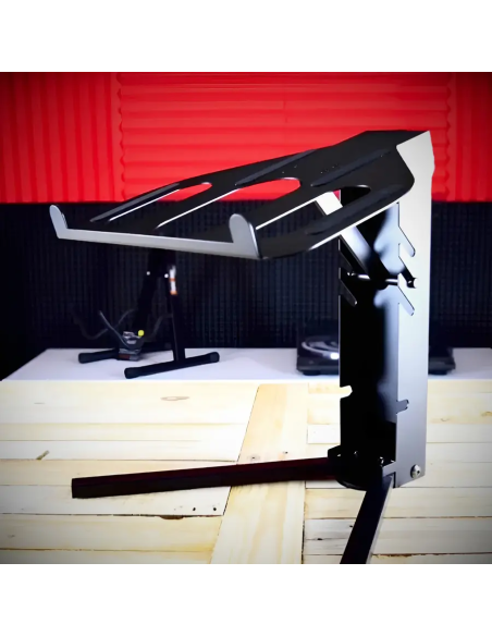 Quiklok LPH005 – support déployé sur une table, vue de profil du plateau incliné