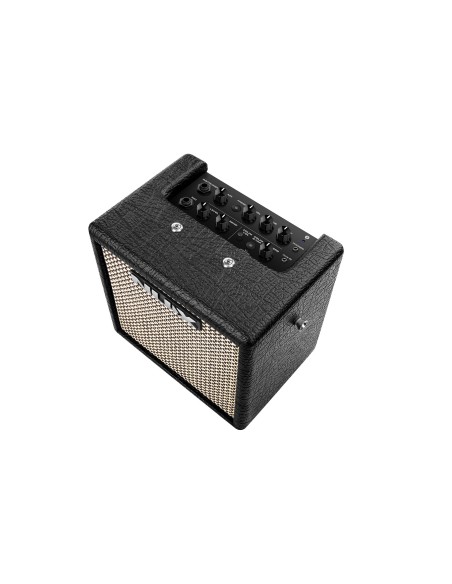NUX Mighty 8BT MKII – vue en plongée avec entrées instrument et microphone et commandes