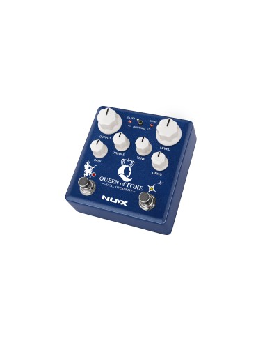 NUX Queen of Tone – vue avant en trois-quarts des deux footswitches et des réglages