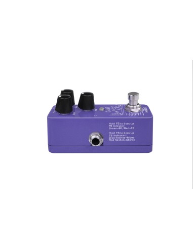 NUX Damp Reverb – vue latérale de la prise jack et des indications de mode