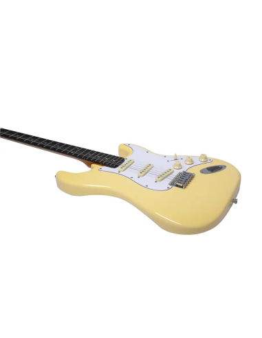 EKO ST300 Cream – détail du corps, des trois micros et du vibrato en trois-quarts