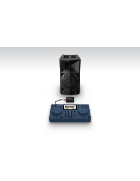 AlphaTheta OMNIS-DUO – exemple de connexion à une enceinte WAVE-EIGHT et un émetteur, accessoires non inclus