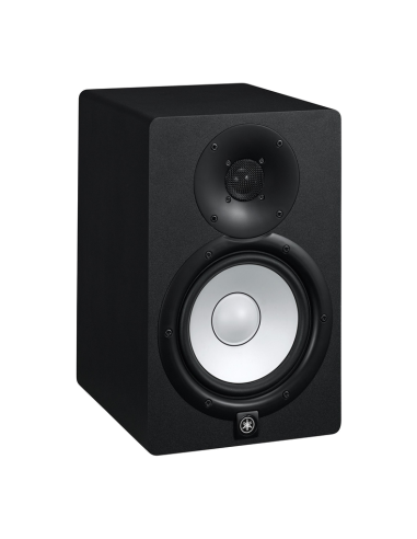 Yamaha HS7 – enceinte noire de trois-quarts, côté gauche visible