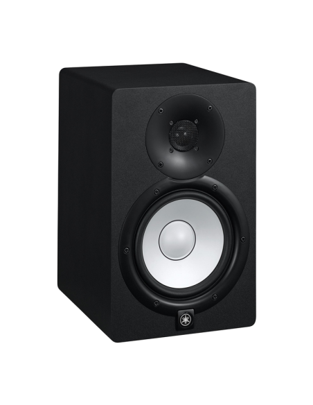 Yamaha HS7 – enceinte noire de trois-quarts, côté gauche visible