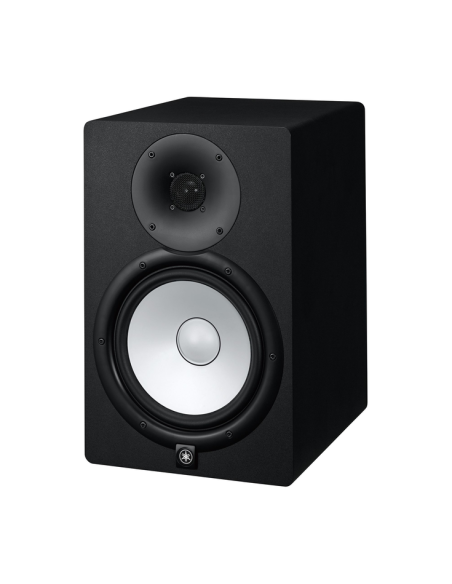Yamaha HS8 – enceinte noire de trois-quarts, côté droit visible