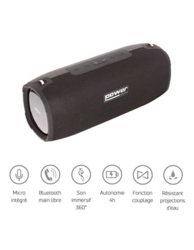 POWER ACOUSTICS GETONE 50 – Enceinte Nomade Bluetooth Compacte - Couleur Noire