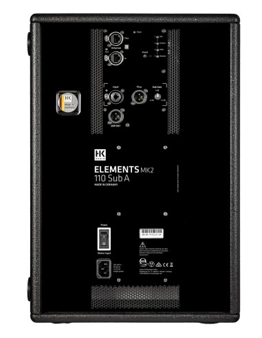 HK AUDIO ELEMENTS MK2 110 Sub A – panneau arrière DSP et réseau