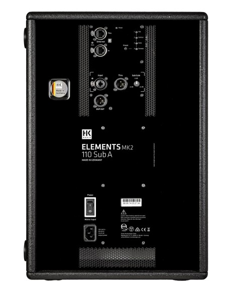 HK AUDIO ELEMENTS MK2 110 Sub A – panneau arrière DSP et réseau